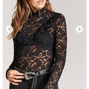 Black long sleeve lace top